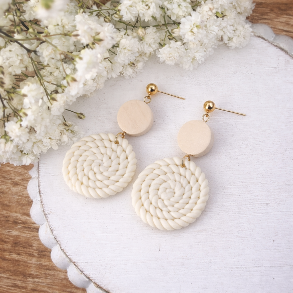 Beautiful Cream Clay Earrings