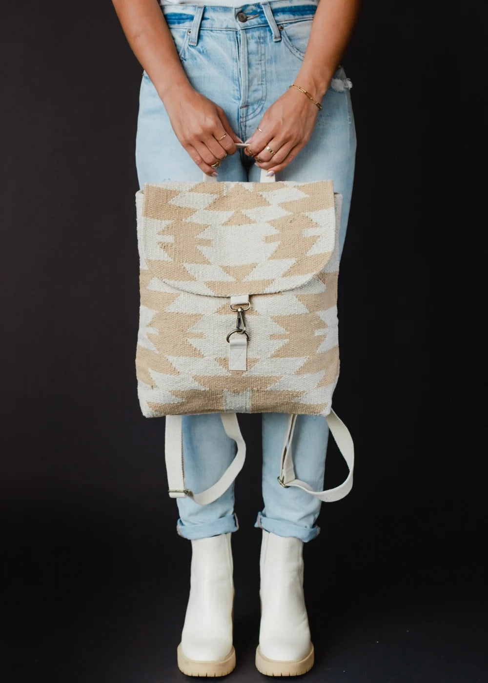 Cream & Tan Aztec Backpack