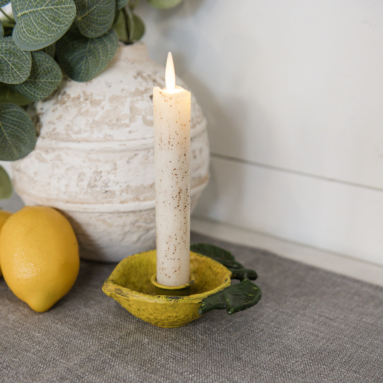 Lemon Metal Taper Candle Holder