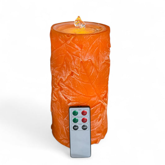 Maple Leaf LED Water Fountain Wax Pillar Candle