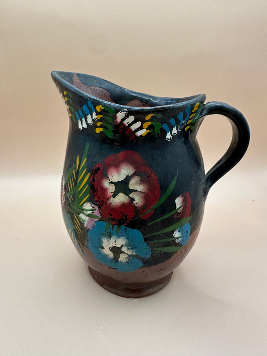 Vintage Mexican Folk Art Handcrafted Pitcher