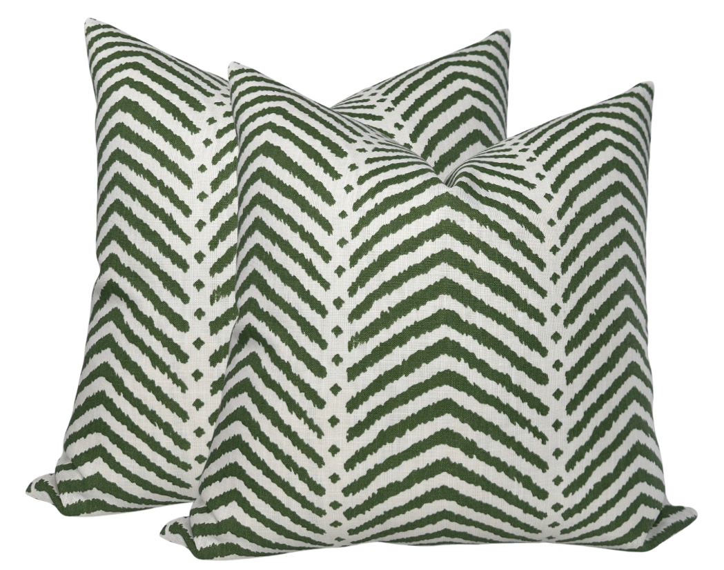 La Jolla Pillow Cover in Verde Green, Schumacher Textiles