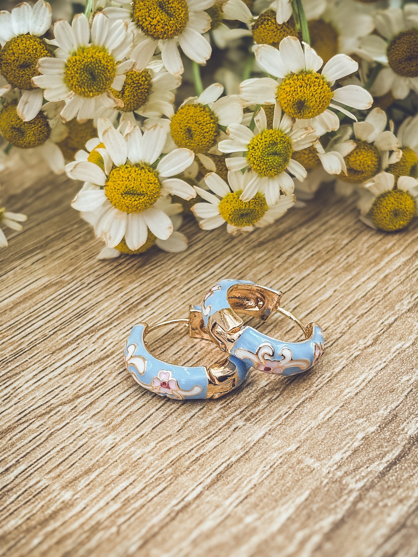 Beautiful Small Pastel Blue Hoop Earrings