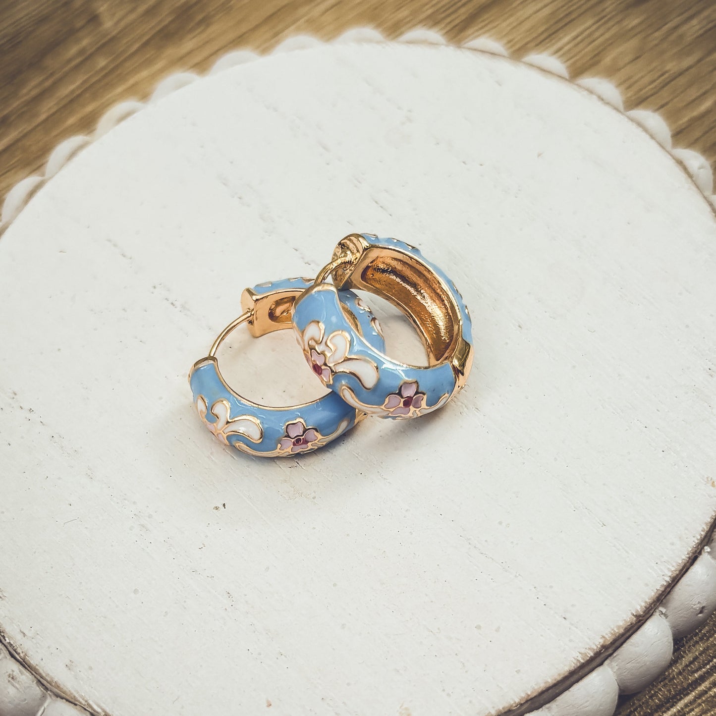Beautiful Small Pastel Blue Hoop Earrings
