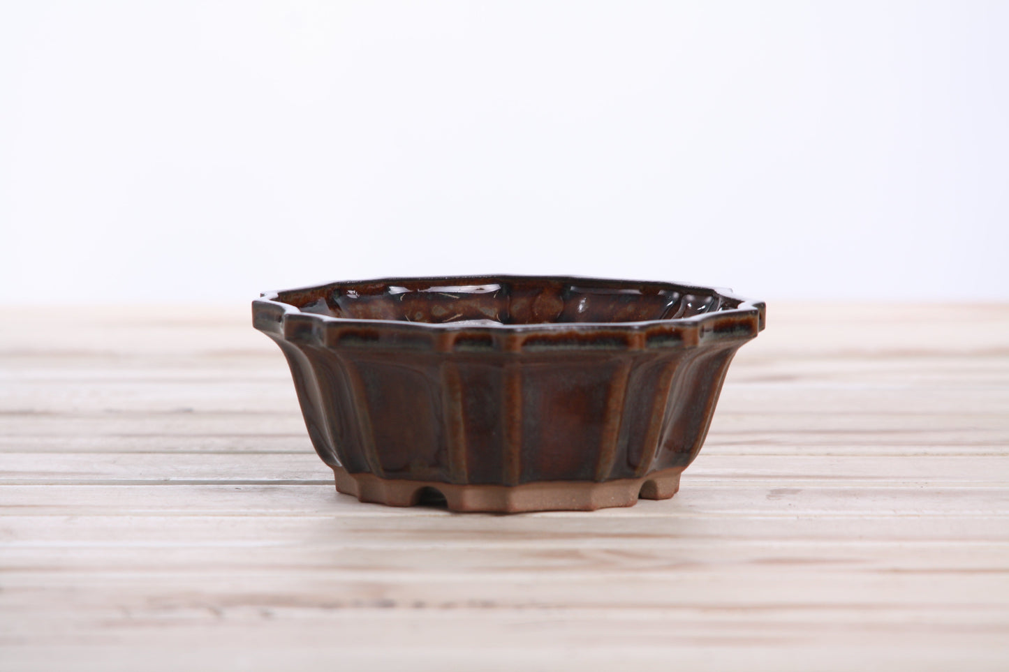Willow Bonsai Ceramics Flower Design Bonsai Pot 5 Inch – Elegant Ceramic Bonsai & Succulent Planter, High‑Fired Frost‑Proof Stoneware with Drainage & Wiring Holes, Handmade in USA (Dark Honey)