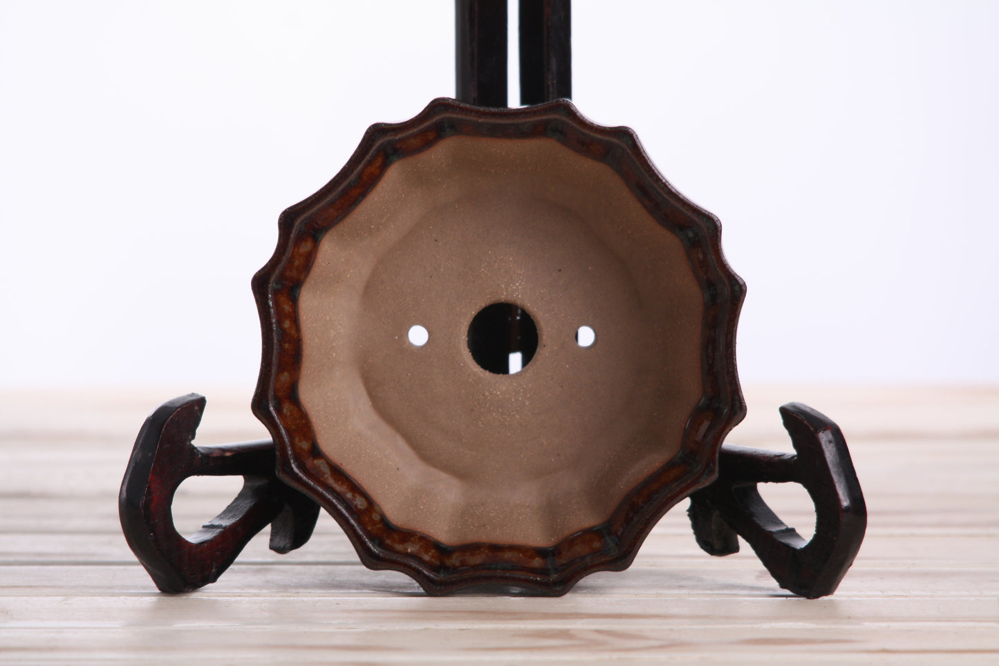Willow Bonsai Ceramics Flower Design Bonsai Pot 5 Inch – Elegant Ceramic Bonsai & Succulent Planter, High‑Fired Frost‑Proof Stoneware with Drainage & Wiring Holes, Handmade in USA (Dark Honey)