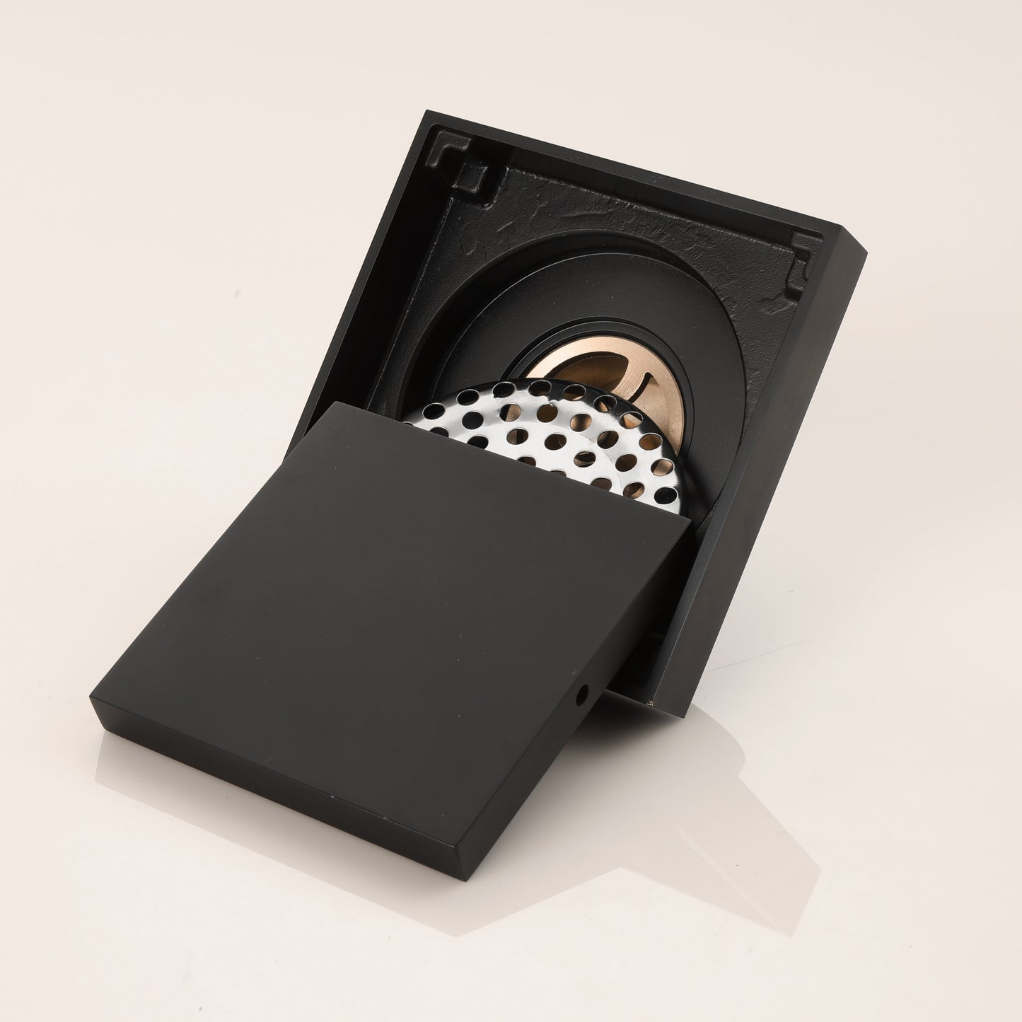 Matte Black brass floor drain 4x4inch