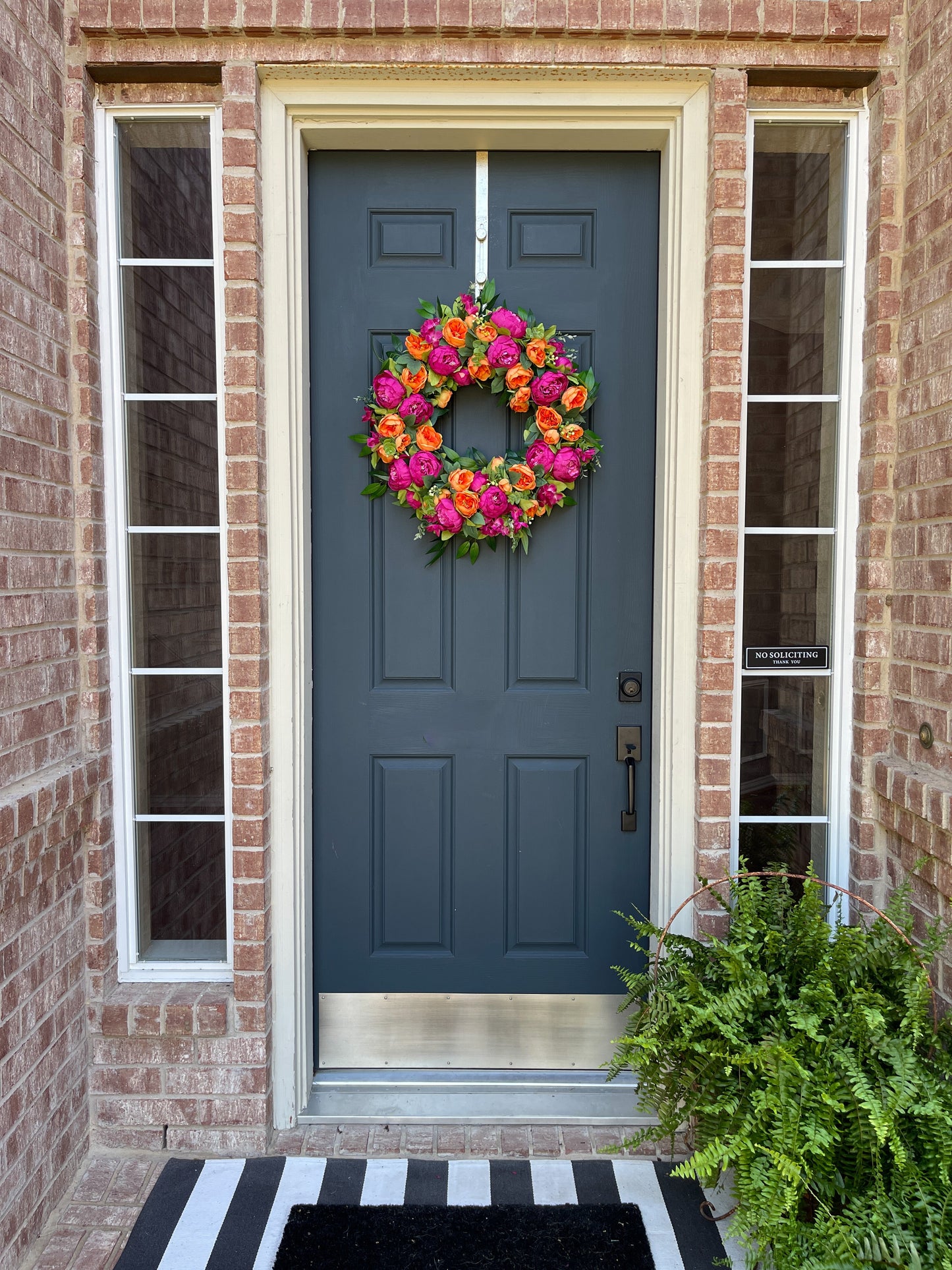 Bright Pink & Orange Peony Wreath
