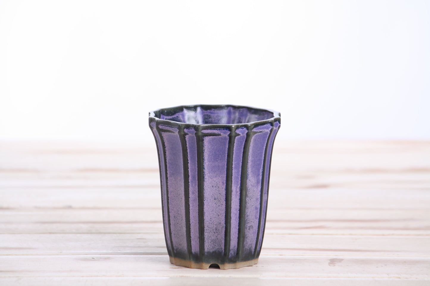 Willow Bonsai Ceramics Flower Design Cascade Bonsai Pot 3 Inch – Elegant Tall Ceramic Bonsai & Succulent Planter, High‑Fired Frost‑Proof Stoneware with Drainage & Wiring Holes, Handmade in USA (Purple)
