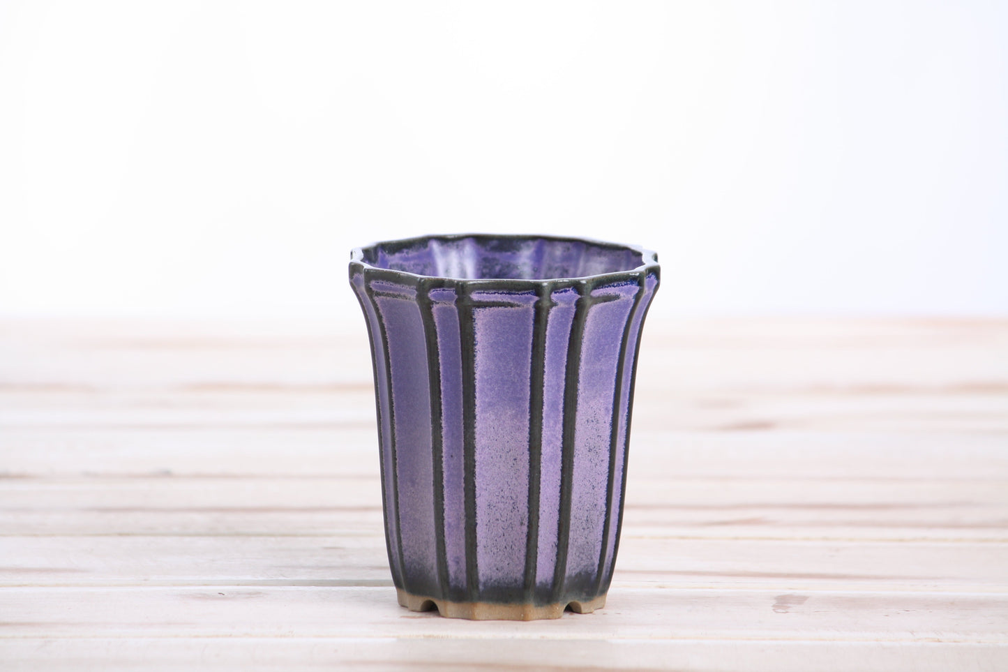 Willow Bonsai Ceramics Flower Design Cascade Bonsai Pot 3 Inch – Elegant Tall Ceramic Bonsai & Succulent Planter, High‑Fired Frost‑Proof Stoneware with Drainage & Wiring Holes, Handmade in USA (Purple)