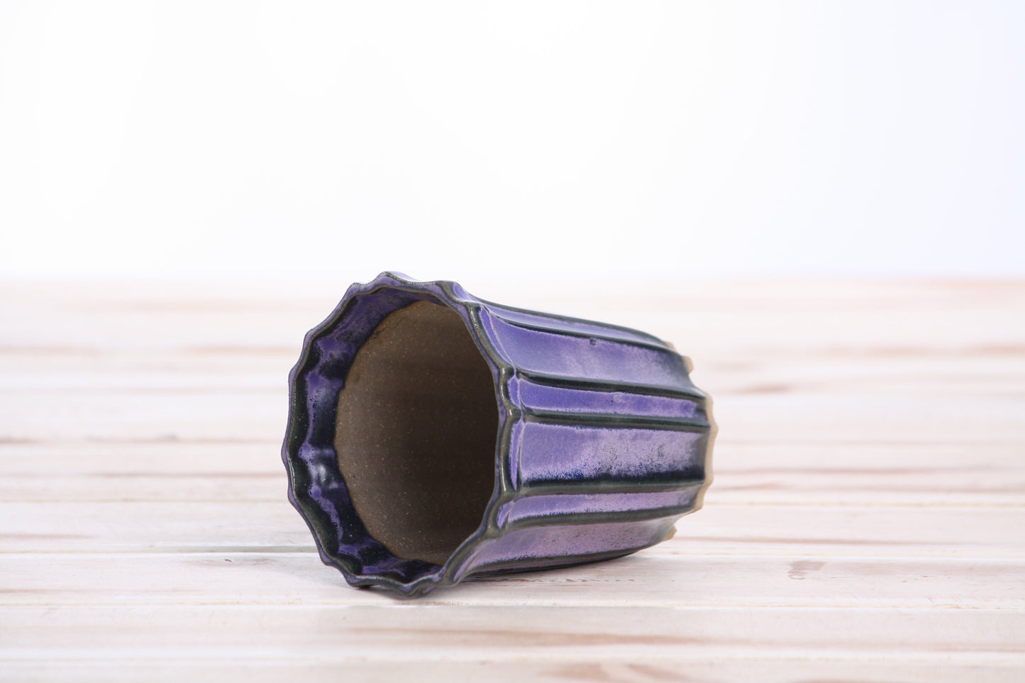 Willow Bonsai Ceramics Flower Design Cascade Bonsai Pot 3 Inch – Elegant Tall Ceramic Bonsai & Succulent Planter, High‑Fired Frost‑Proof Stoneware with Drainage & Wiring Holes, Handmade in USA (Purple)