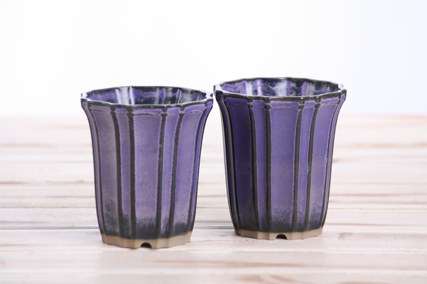 Willow Bonsai Ceramics Flower Design Cascade Bonsai Pot 3 Inch – Elegant Tall Ceramic Bonsai & Succulent Planter, High‑Fired Frost‑Proof Stoneware with Drainage & Wiring Holes, Handmade in USA (Purple)