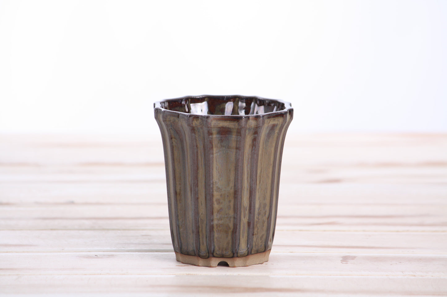 Willow Bonsai Ceramics Flower Design Cascade Bonsai Pot 3 Inch – Elegant Tall Ceramic Bonsai & Succulent Planter, High‑Fired Frost‑Proof Stoneware with Drainage & Wiring Holes, Handmade in USA (Dark Honey)