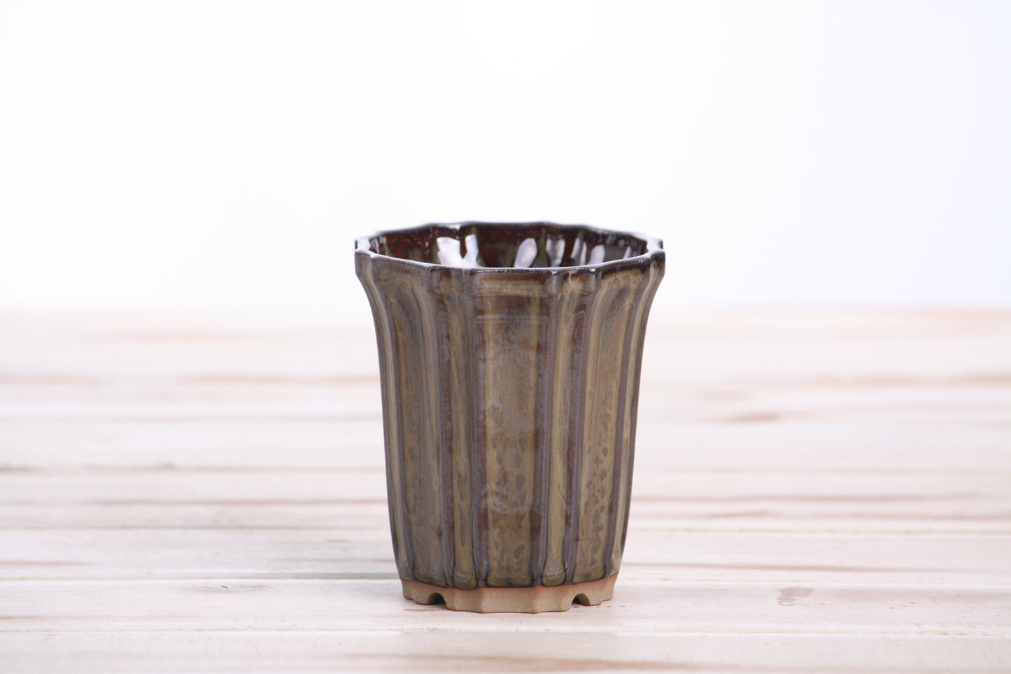 Willow Bonsai Ceramics Flower Design Cascade Bonsai Pot 3 Inch – Elegant Tall Ceramic Bonsai & Succulent Planter, High‑Fired Frost‑Proof Stoneware with Drainage & Wiring Holes, Handmade in USA (Dark Honey)