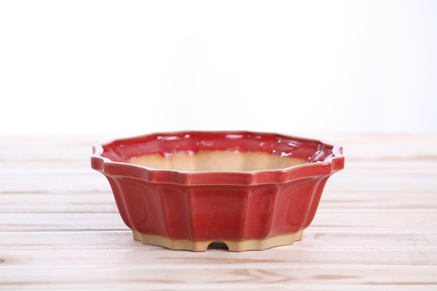 Willow Bonsai Ceramics Flower Design Bonsai Pot 6.5 Inch – Elegant Ceramic Bonsai & Succulent Planter, High‑Fired Frost‑Proof Stoneware with Drainage & Wiring Holes, Handmade in USA (Red)