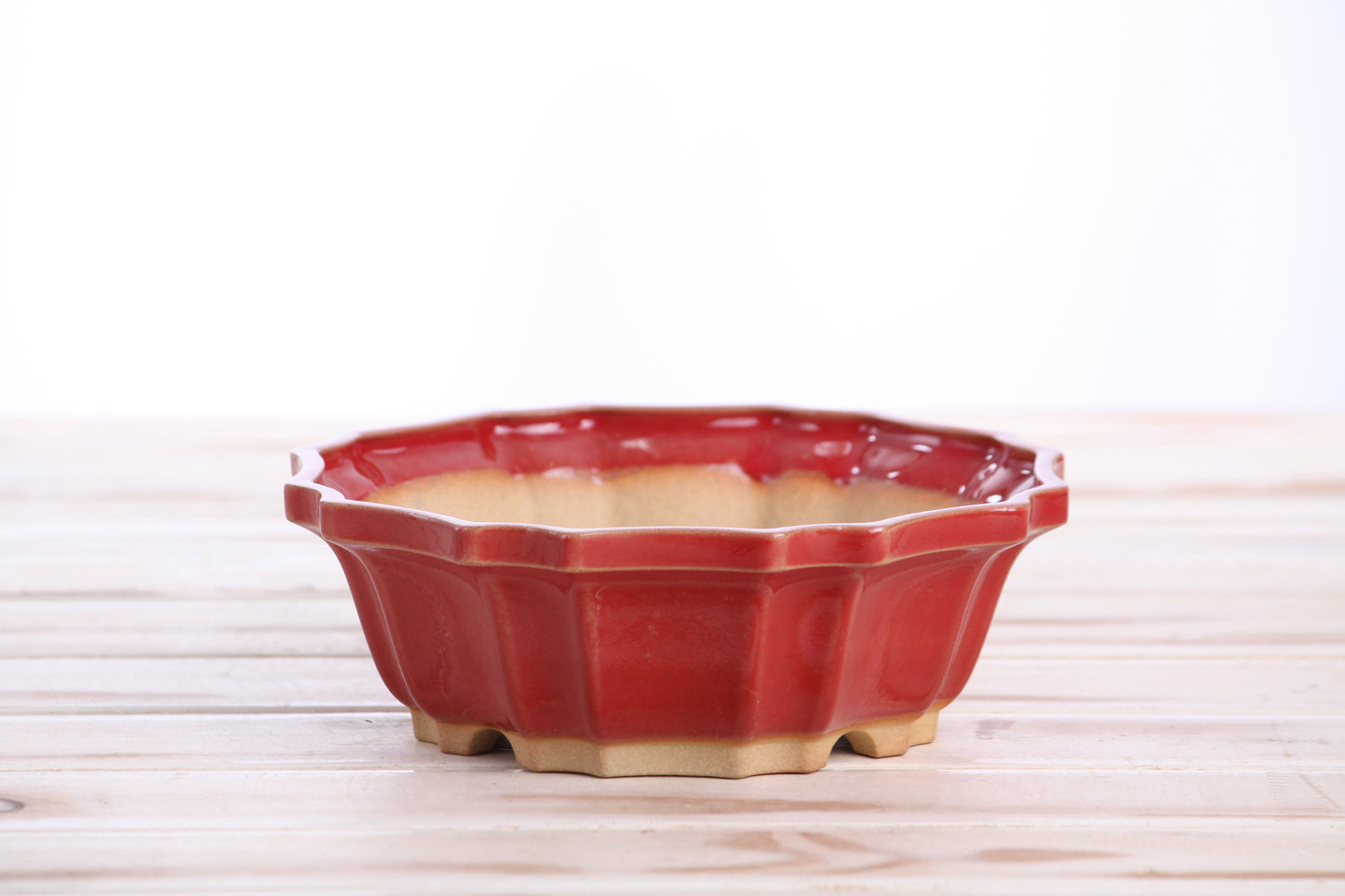 Willow Bonsai Ceramics Flower Design Bonsai Pot 6.5 Inch – Elegant Ceramic Bonsai & Succulent Planter, High‑Fired Frost‑Proof Stoneware with Drainage & Wiring Holes, Handmade in USA (Red)