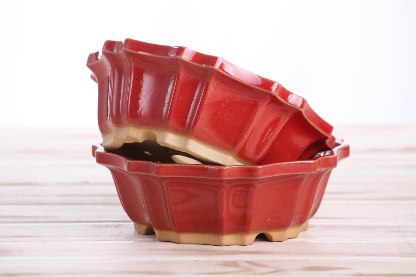 Willow Bonsai Ceramics Flower Design Bonsai Pot 6.5 Inch – Elegant Ceramic Bonsai & Succulent Planter, High‑Fired Frost‑Proof Stoneware with Drainage & Wiring Holes, Handmade in USA (Red)
