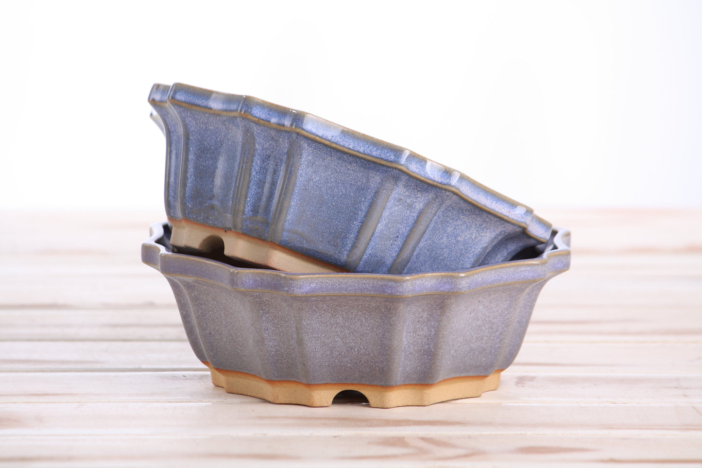 Willow Bonsai Ceramics Flower Design Bonsai Pot 6.5 Inch – Elegant Ceramic Bonsai & Succulent Planter, High‑Fired Frost‑Proof Stoneware with Drainage & Wiring Holes, Handmade in USA (Denim)