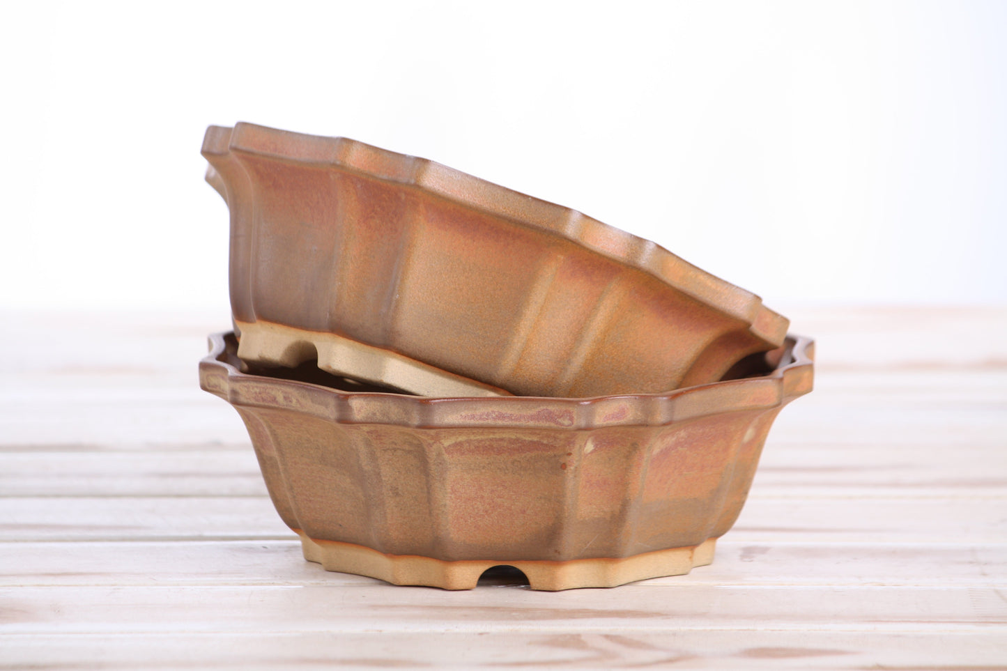 Willow Bonsai Ceramics Flower Design Bonsai Pot 6.5 Inch – Elegant Ceramic Bonsai & Succulent Planter, High‑Fired Frost‑Proof Stoneware with Drainage & Wiring Holes, Handmade in USA (Deep Stone)