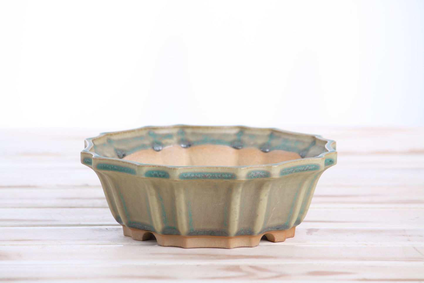 Willow Bonsai Ceramics Flower Design Bonsai Pot 6.5 Inch – Elegant Ceramic Bonsai & Succulent Planter, High‑Fired Frost‑Proof Stoneware with Drainage & Wiring Holes, Handmade in USA (Speckled Moss)