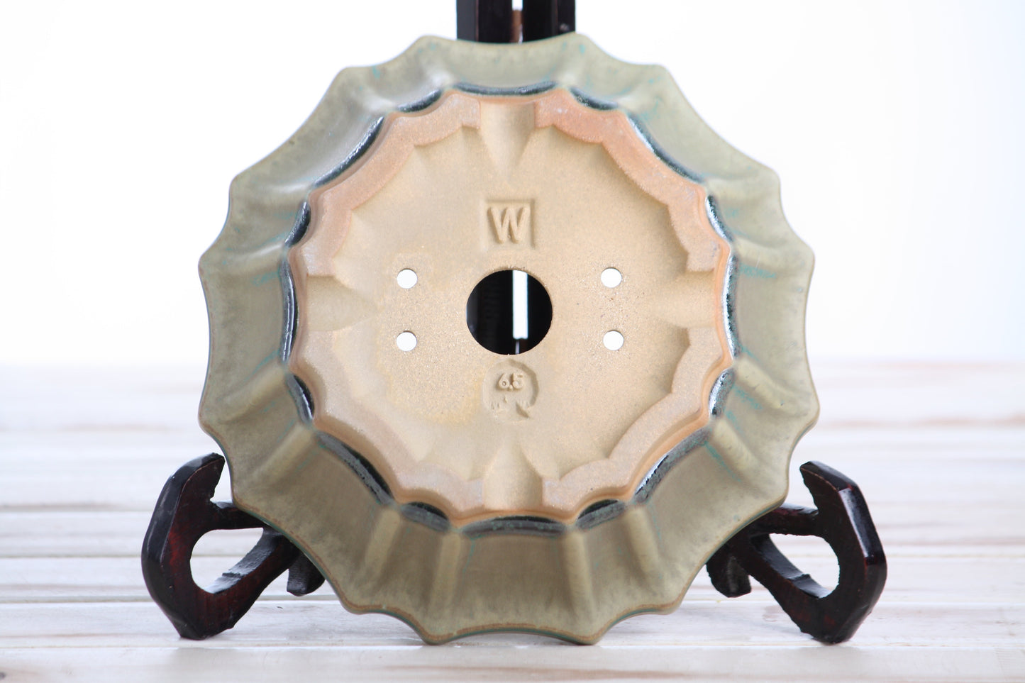 Willow Bonsai Ceramics Flower Design Bonsai Pot 6.5 Inch – Elegant Ceramic Bonsai & Succulent Planter, High‑Fired Frost‑Proof Stoneware with Drainage & Wiring Holes, Handmade in USA (Speckled Moss)