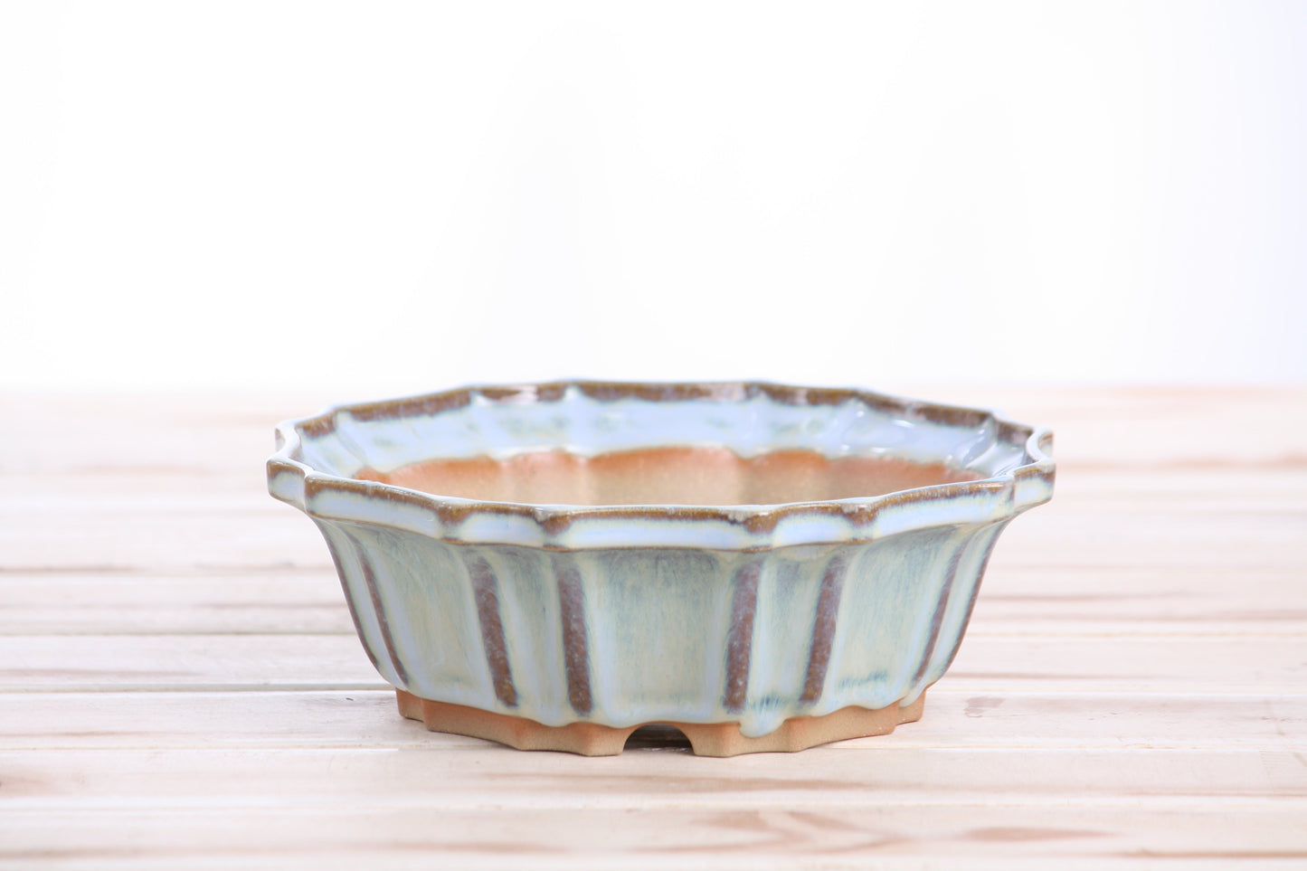 Willow Bonsai Ceramics Flower Design Bonsai Pot 6.5 Inch – Elegant Ceramic Bonsai & Succulent Planter, High‑Fired Frost‑Proof Stoneware with Drainage & Wiring Holes, Handmade in USA (Glacier)