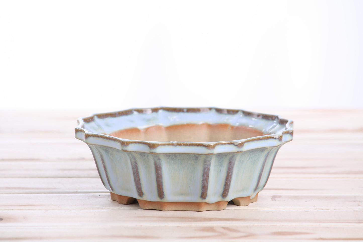Willow Bonsai Ceramics Flower Design Bonsai Pot 6.5 Inch – Elegant Ceramic Bonsai & Succulent Planter, High‑Fired Frost‑Proof Stoneware with Drainage & Wiring Holes, Handmade in USA (Glacier)