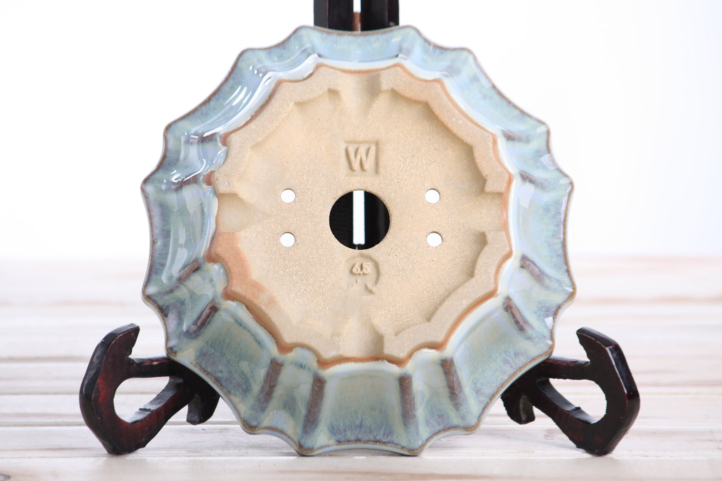 Willow Bonsai Ceramics Flower Design Bonsai Pot 6.5 Inch – Elegant Ceramic Bonsai & Succulent Planter, High‑Fired Frost‑Proof Stoneware with Drainage & Wiring Holes, Handmade in USA (Glacier)
