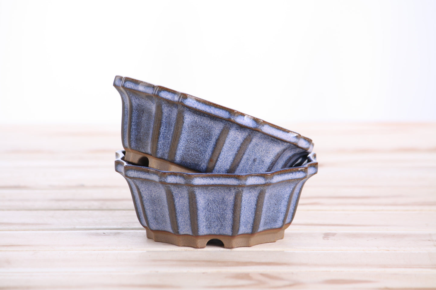 Willow Bonsai Ceramics Flower Design Bonsai Pot 5 Inch – Elegant Ceramic Bonsai & Succulent Planter, High‑Fired Frost‑Proof Stoneware with Drainage & Wiring Holes, Handmade in USA (Denim)