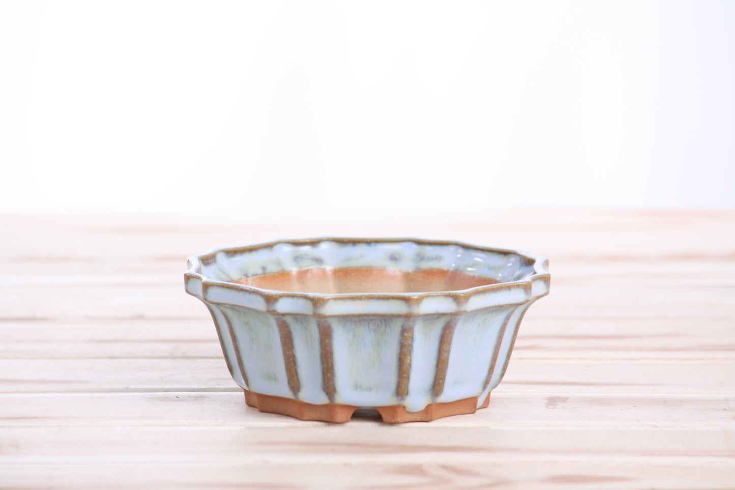 Willow Bonsai Ceramics Flower Design Bonsai Pot 5 Inch – Elegant Ceramic Bonsai & Succulent Planter, High‑Fired Frost‑Proof Stoneware with Drainage & Wiring Holes, Handmade in USA (Glacier)