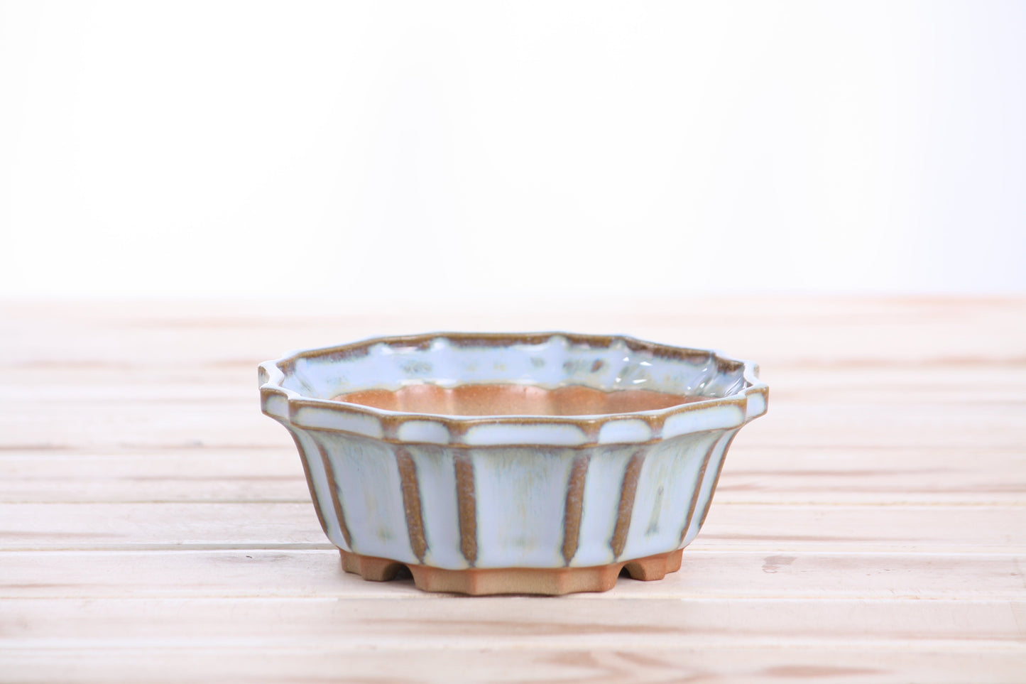 Willow Bonsai Ceramics Flower Design Bonsai Pot 5 Inch – Elegant Ceramic Bonsai & Succulent Planter, High‑Fired Frost‑Proof Stoneware with Drainage & Wiring Holes, Handmade in USA (Glacier)