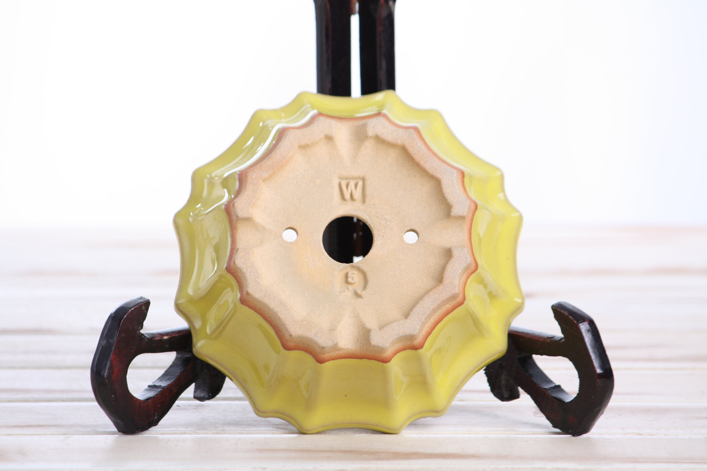 Willow Bonsai Ceramics Flower Design Bonsai Pot 5 Inch – Elegant Ceramic Bonsai & Succulent Planter, High‑Fired Frost‑Proof Stoneware with Drainage & Wiring Holes, Handmade in USA (Yellow)