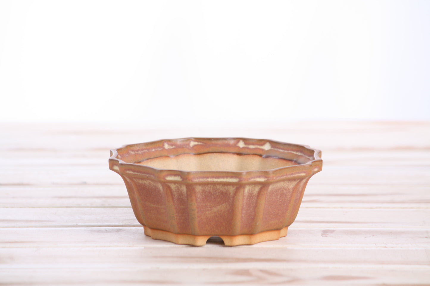 Willow Bonsai Ceramics Flower Design Bonsai Pot 5 Inch – Elegant Ceramic Bonsai & Succulent Planter, High‑Fired Frost‑Proof Stoneware with Drainage & Wiring Holes, Handmade in USA (Deep Stone)