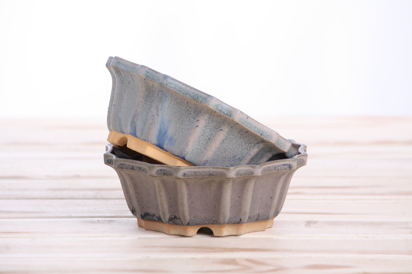 Willow Bonsai Ceramics Flower Design Bonsai Pot 5 Inch – Elegant Ceramic Bonsai & Succulent Planter, High‑Fired Frost‑Proof Stoneware with Drainage & Wiring Holes, Handmade in USA (Ocean)
