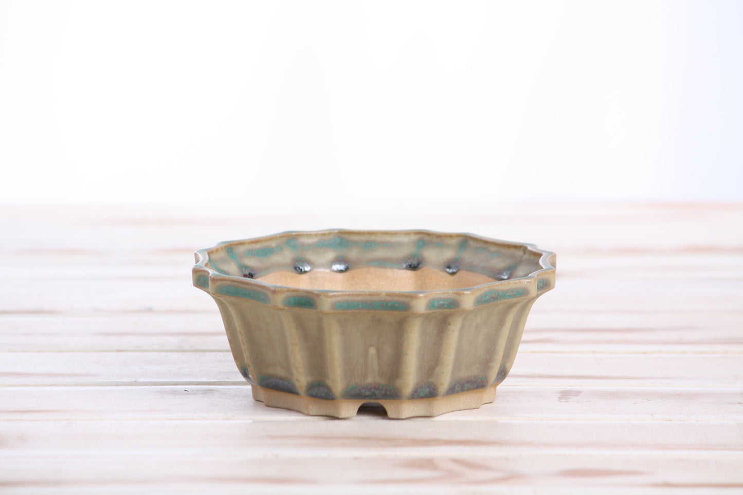 Willow Bonsai Ceramics Flower Design Bonsai Pot 5 Inch – Elegant Ceramic Bonsai & Succulent Planter, High‑Fired Frost‑Proof Stoneware with Drainage & Wiring Holes, Handmade in USA (Speckled Moss)