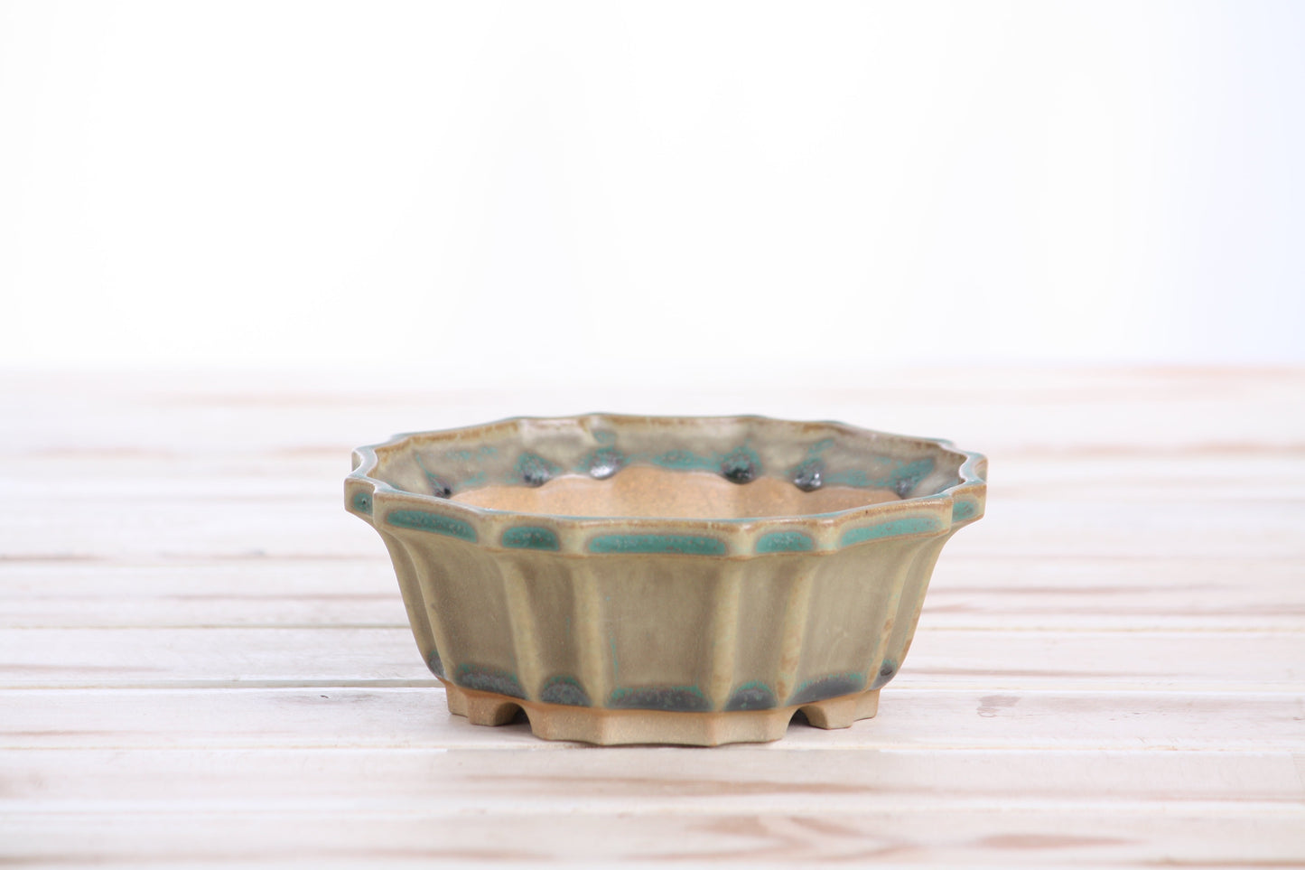 Willow Bonsai Ceramics Flower Design Bonsai Pot 5 Inch – Elegant Ceramic Bonsai & Succulent Planter, High‑Fired Frost‑Proof Stoneware with Drainage & Wiring Holes, Handmade in USA (Speckled Moss)