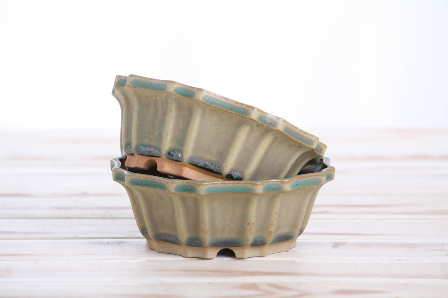 Willow Bonsai Ceramics Flower Design Bonsai Pot 5 Inch – Elegant Ceramic Bonsai & Succulent Planter, High‑Fired Frost‑Proof Stoneware with Drainage & Wiring Holes, Handmade in USA (Speckled Moss)