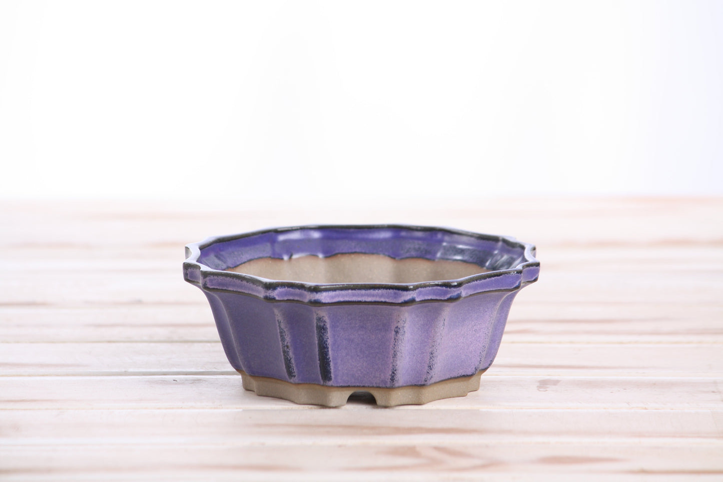 Willow Bonsai Ceramics Flower Design Bonsai Pot 5 Inch – Elegant Ceramic Bonsai & Succulent Planter, High‑Fired Frost‑Proof Stoneware with Drainage & Wiring Holes, Handmade in USA (Purple)
