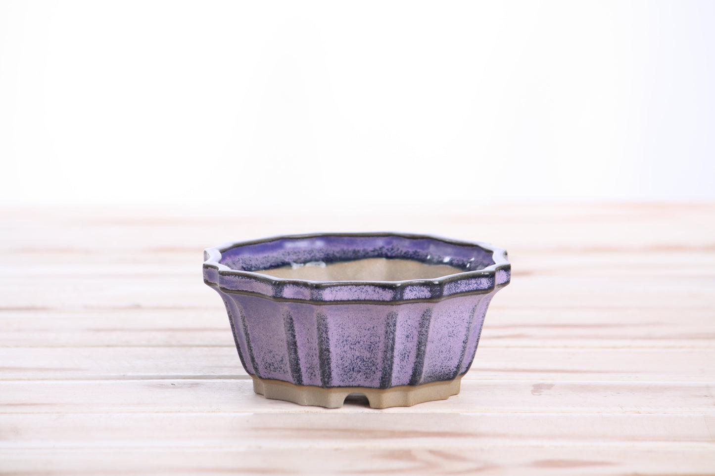 Willow Bonsai Ceramics Flower Design Bonsai Pot 4.5 Inch – Elegant Ceramic Bonsai & Succulent Planter, High‑Fired Frost‑Proof Stoneware with Drainage & Wiring Holes, Handmade in USA (Purple)