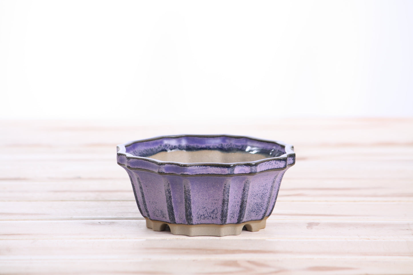 Willow Bonsai Ceramics Flower Design Bonsai Pot 4.5 Inch – Elegant Ceramic Bonsai & Succulent Planter, High‑Fired Frost‑Proof Stoneware with Drainage & Wiring Holes, Handmade in USA (Purple)