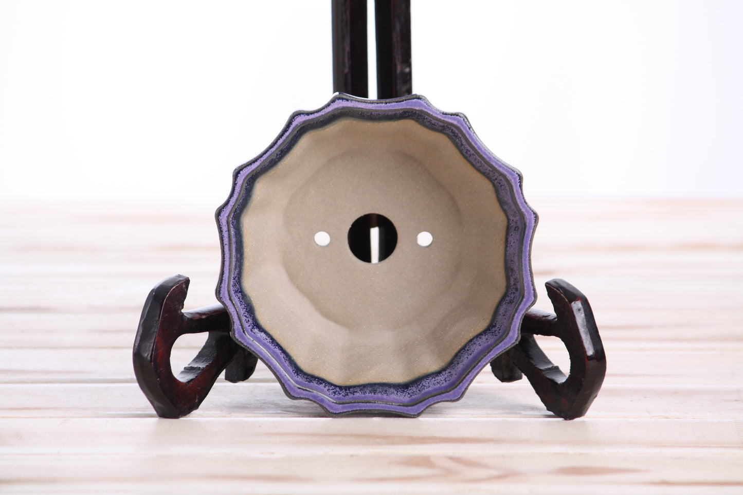 Willow Bonsai Ceramics Flower Design Bonsai Pot 4.5 Inch – Elegant Ceramic Bonsai & Succulent Planter, High‑Fired Frost‑Proof Stoneware with Drainage & Wiring Holes, Handmade in USA (Purple)