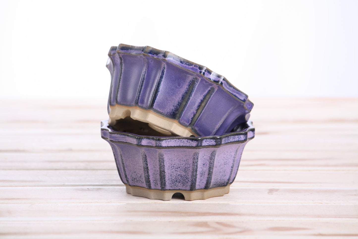Willow Bonsai Ceramics Flower Design Bonsai Pot 4.5 Inch – Elegant Ceramic Bonsai & Succulent Planter, High‑Fired Frost‑Proof Stoneware with Drainage & Wiring Holes, Handmade in USA (Purple)