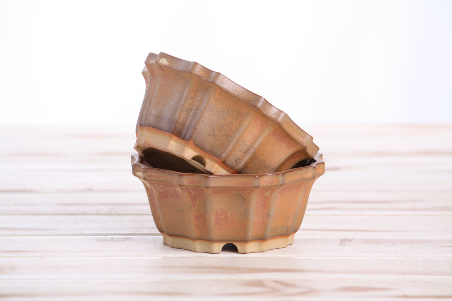 Willow Bonsai Ceramics Flower Design Bonsai Pot 4.5 Inch – Elegant Ceramic Bonsai & Succulent Planter, High‑Fired Frost‑Proof Stoneware with Drainage & Wiring Holes, Handmade in USA (Deep Stone)
