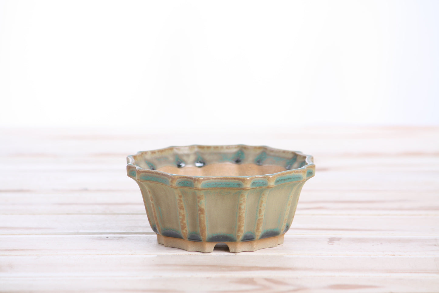 Willow Bonsai Ceramics Flower Design Bonsai Pot 4.5 Inch – Elegant Ceramic Bonsai & Succulent Planter, High‑Fired Frost‑Proof Stoneware with Drainage & Wiring Holes, Handmade in USA (Speckled Moss)