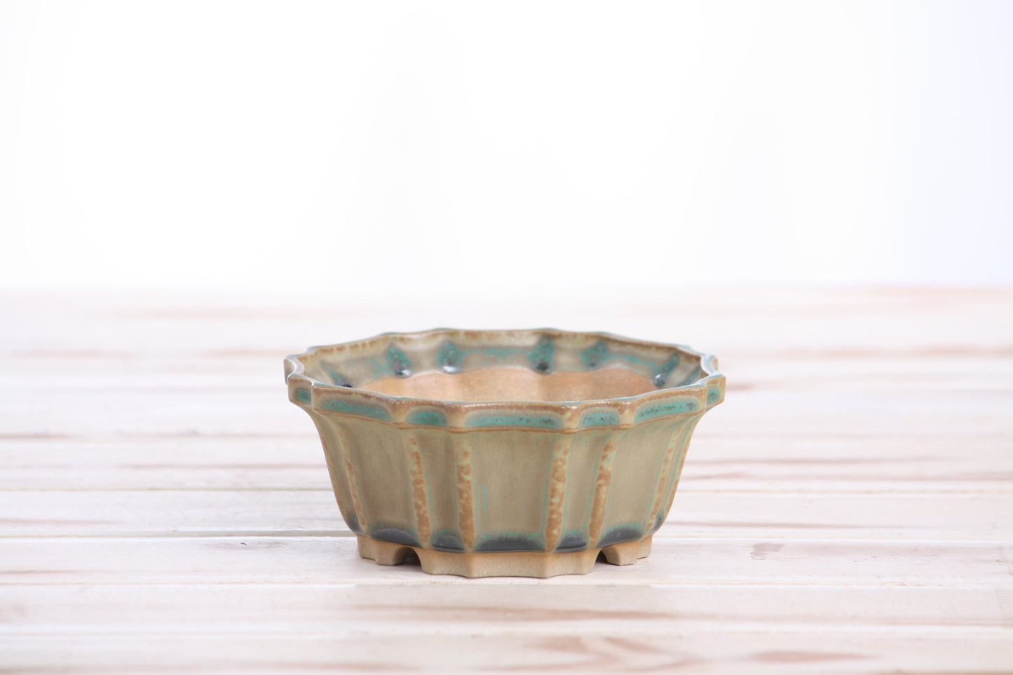 Willow Bonsai Ceramics Flower Design Bonsai Pot 4.5 Inch – Elegant Ceramic Bonsai & Succulent Planter, High‑Fired Frost‑Proof Stoneware with Drainage & Wiring Holes, Handmade in USA (Speckled Moss)