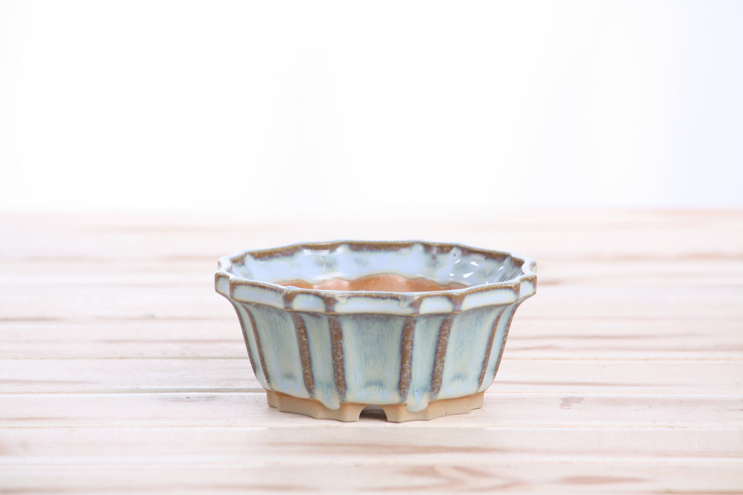 Willow Bonsai Ceramics Flower Design Bonsai Pot 4.5 Inch – Elegant Ceramic Bonsai & Succulent Planter, High‑Fired Frost‑Proof Stoneware with Drainage & Wiring Holes, Handmade in USA (Glacier)