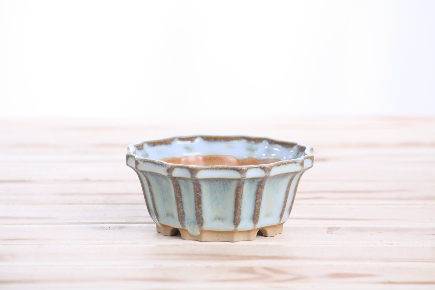 Willow Bonsai Ceramics Flower Design Bonsai Pot 4.5 Inch – Elegant Ceramic Bonsai & Succulent Planter, High‑Fired Frost‑Proof Stoneware with Drainage & Wiring Holes, Handmade in USA (Glacier)