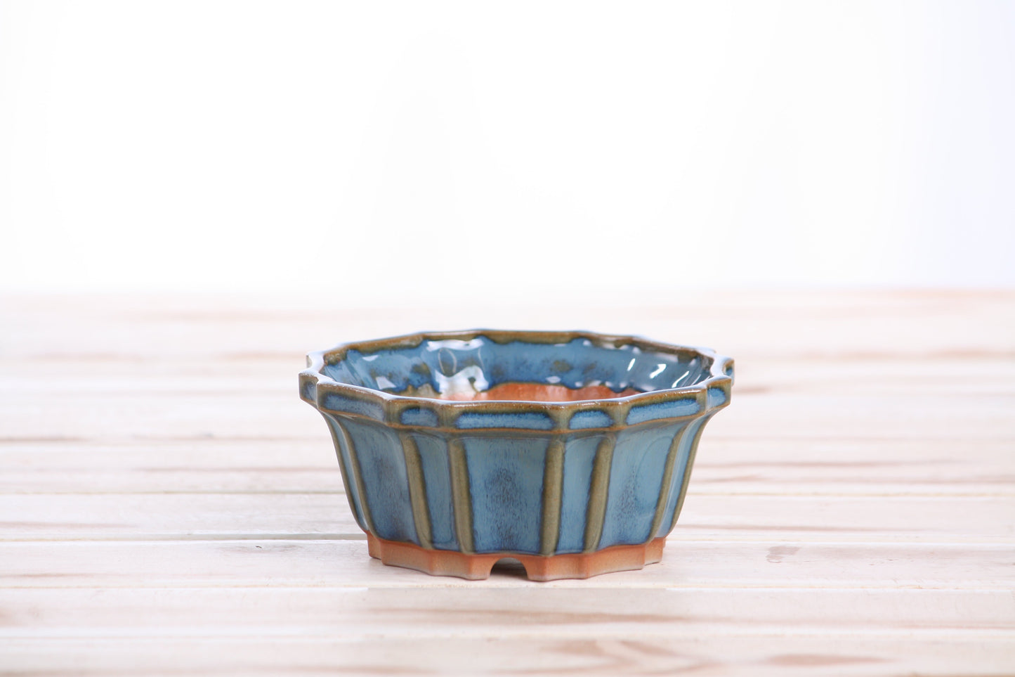 Willow Bonsai Ceramics Flower Design Bonsai Pot 4.5 Inch – Elegant Ceramic Bonsai & Succulent Planter, High‑Fired Frost‑Proof Stoneware with Drainage & Wiring Holes, Handmade in USA (Peacock 2025)