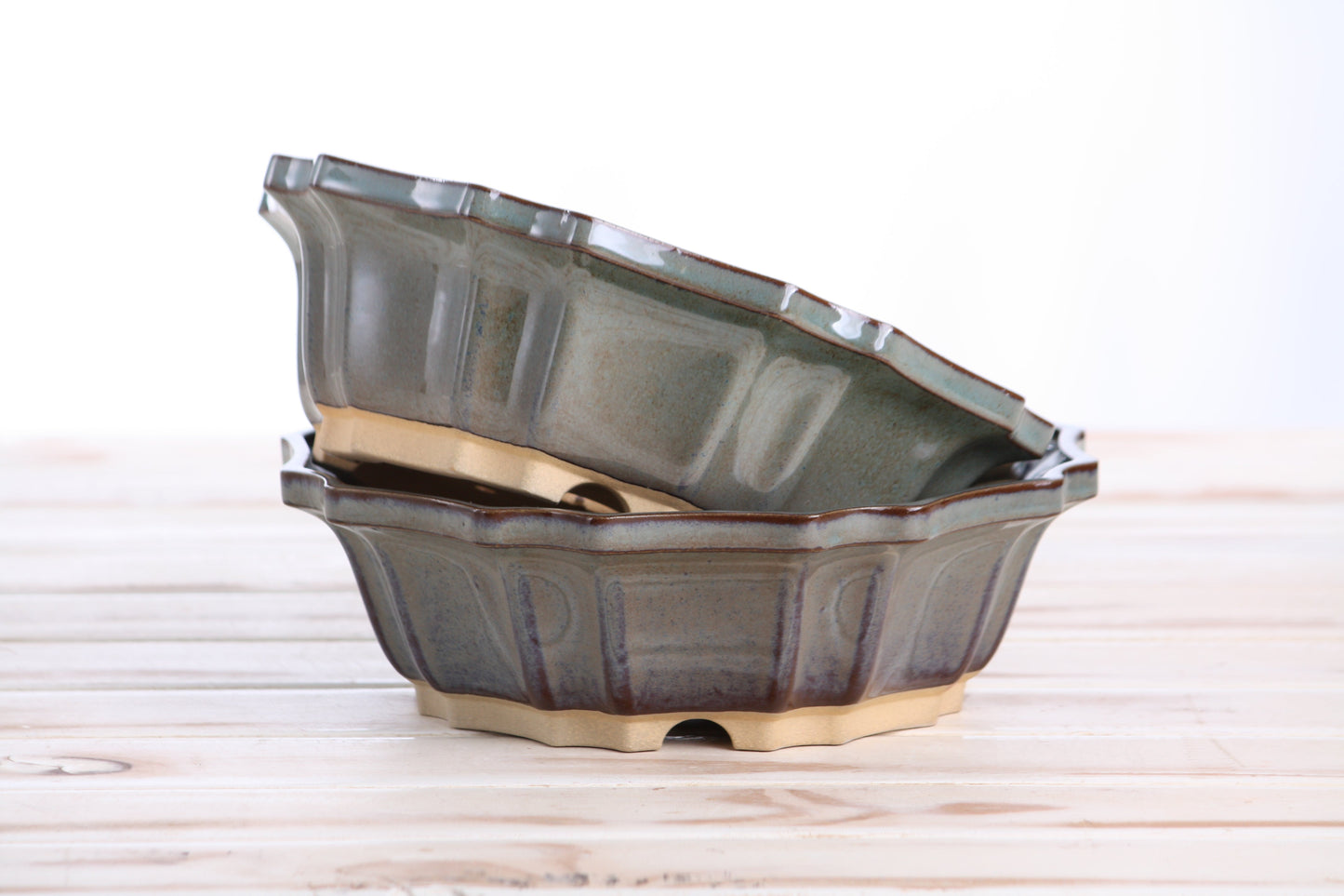 Willow Bonsai Ceramics Flower Design Bonsai Pot 8 Inch – Elegant Ceramic Bonsai & Succulent Planter, High‑Fired Frost‑Proof Stoneware with Drainage & Wiring Holes, Handmade in USA (Starry Night)
