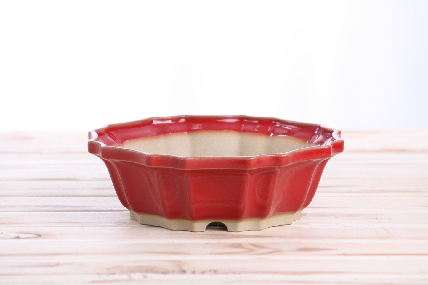 Willow Bonsai Ceramics Flower Design Bonsai Pot 8 Inch – Elegant Ceramic Bonsai & Succulent Planter, High‑Fired Frost‑Proof Stoneware with Drainage & Wiring Holes, Handmade in USA (Red)